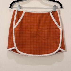 Urban Outfitters Orange Plaid Mini Skirt with White Trim